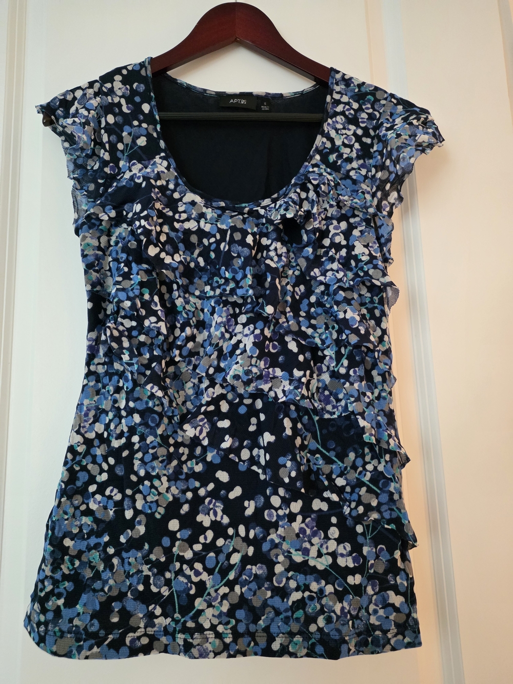 Apt. 9 Navy Blue Floral Ruffle Cap-Sleeve Camisole